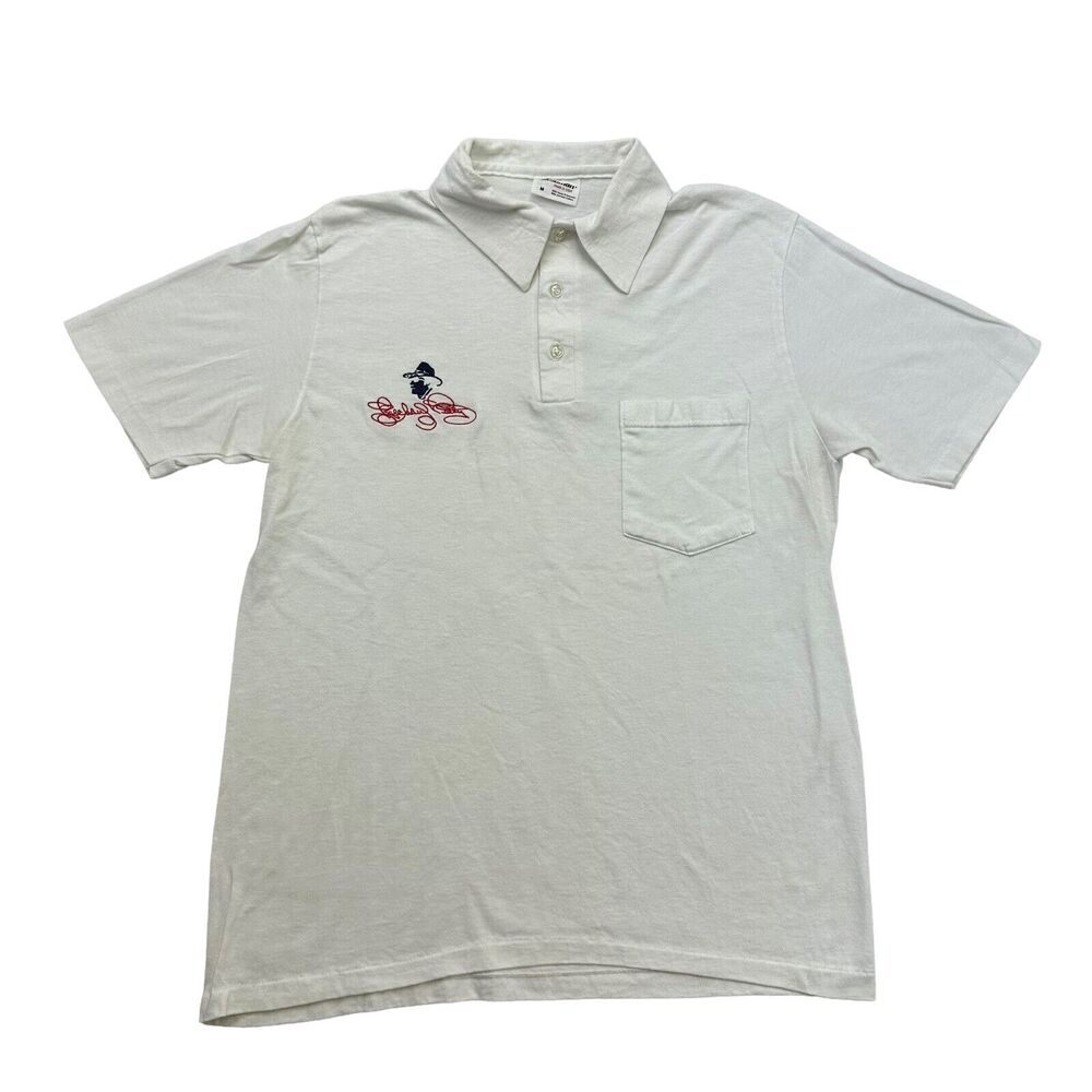Vintage Richard Petty Polo Shirt Mens Medium M White Stedman Short Sleeve